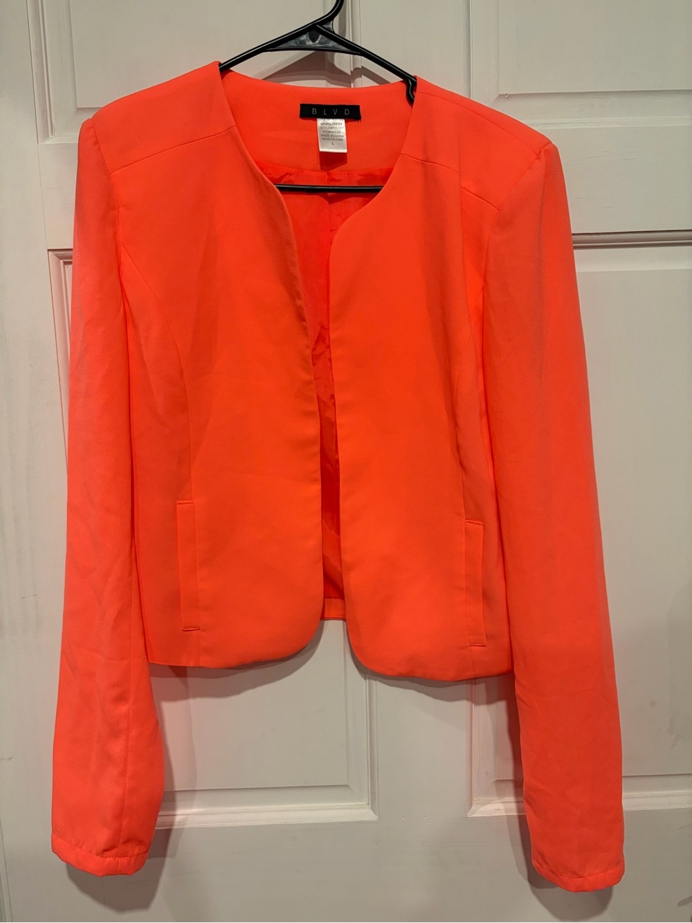 BLVD Women's Bright Coral Open-Front Blazer Jacket